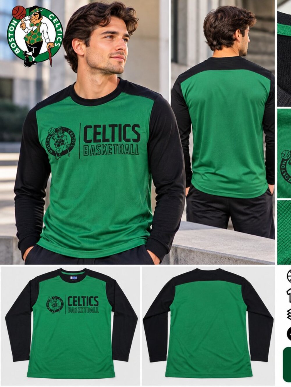 Boston Celtics NBA Long Sleeve Basketball Shirt – Men's Small